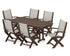 POLYWOOD Coastal Folding Arm Chair 7-Piece Dining Set in Mahogany / Birch
