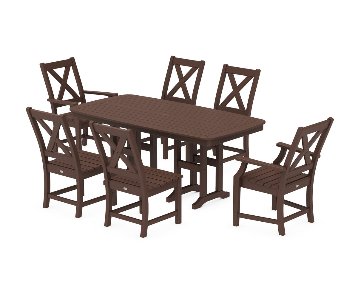 POLYWOOD Braxton 7-Piece Dining Set - 37" x 72" Table in Mahogany