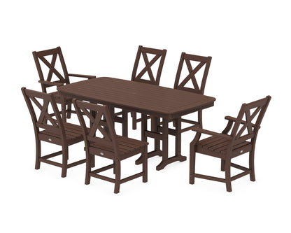 POLYWOOD Braxton 7-Piece Dining Set - 37" x 72" Table in Mahogany