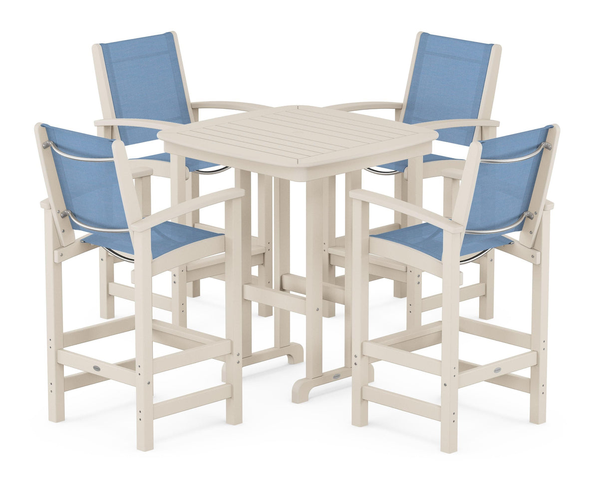 POLYWOOD Coastal 5-Piece Bar Set in Sand / Poolside