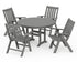 POLYWOOD Vineyard Folding Chair 5-Piece Round Farmhouse Dining Set in Slate Grey