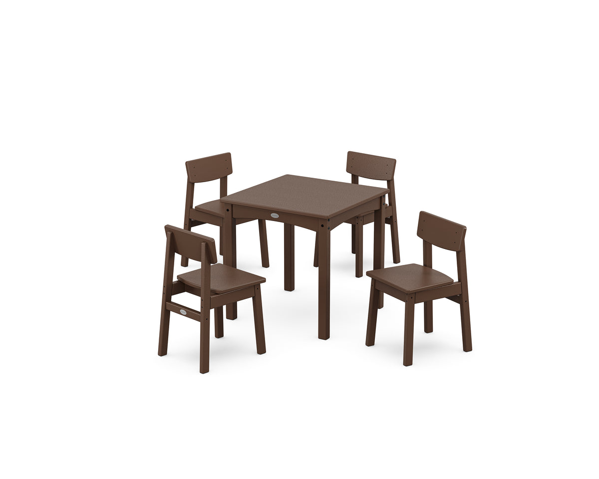 POLYWOOD Modern Studio Kids 5-Piece Dining Set in Mahogany