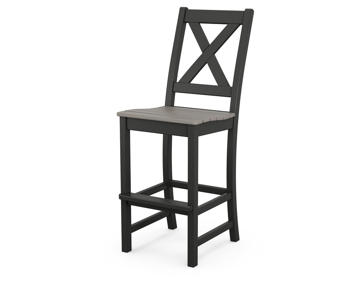 POLYWOOD Braxton Bar Side Chair in Black / Driftwood