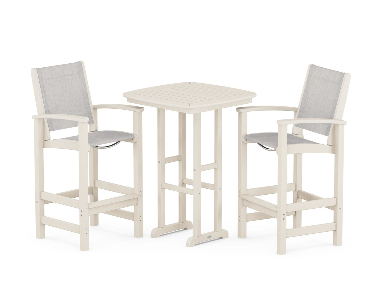 POLYWOOD Coastal 3-Piece Bar Set in Sand / Parchment