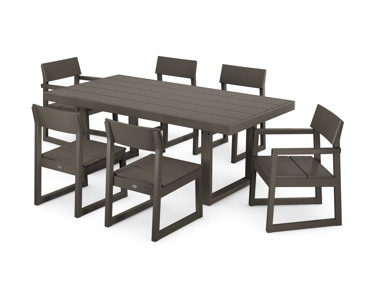 POLYWOOD EDGE 7-Piece Dining Set (EDGE 40" x 78" Table) in Vintage Coffee