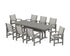 POLYWOOD Coastal 9-Piece Farmhouse Dining Set with Trestle Legs in Slate Grey / Birch