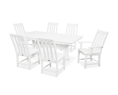 POLYWOOD Vineyard 7-Piece Farmhouse Dining Set with Trestle Legs in White