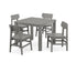 POLYWOOD Modern Studio Urban Chair 5-Piece Parsons Dining Set in Slate Grey