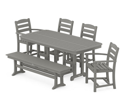 POLYWOOD La Casa Café 6-Piece Dining Set with Bench - 37" x 72" Table in Slate Grey