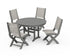 POLYWOOD Coastal Folding Side Chair 5-Piece Round Dining Set in Slate Grey / Birch