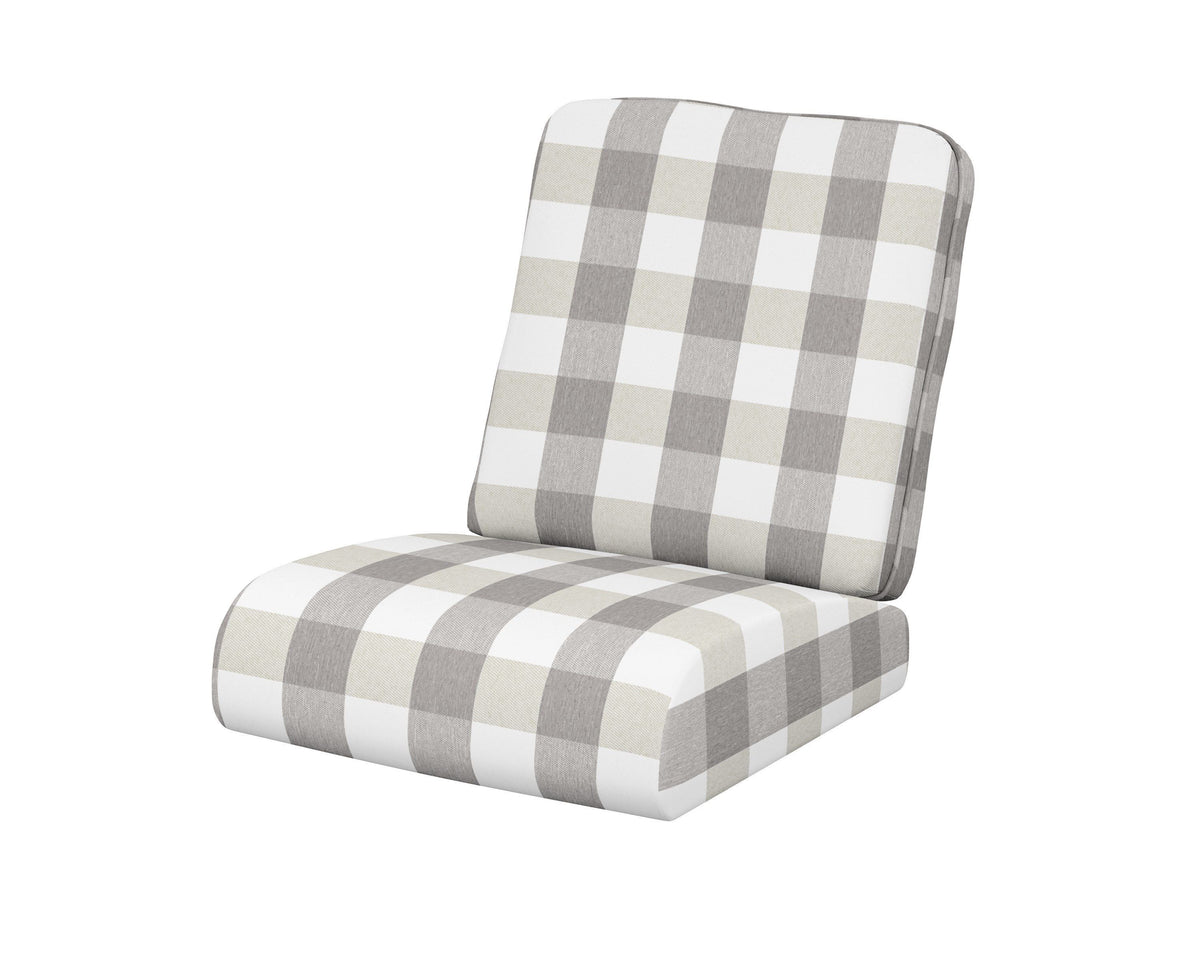 POLYWOOD Club Seat/Back Cushion in Buffalo Plaid Grey Mist