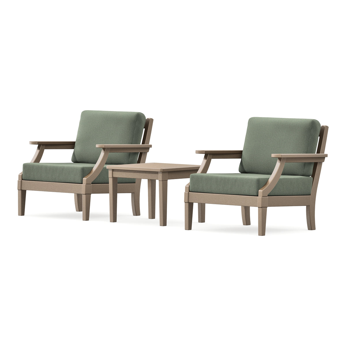 POLYWOOD PW Designer Series Estate 3-Piece Lounge Chair Set in Vintage Sahara / Cast Sage