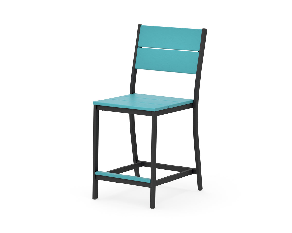 POLYWOOD Main Street Counter Side Chair in Black / Aruba