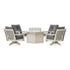 POLYWOOD Vineyard 5-Piece Deep Seating Swivel Conversation Set with Fire Pit Table in Sand