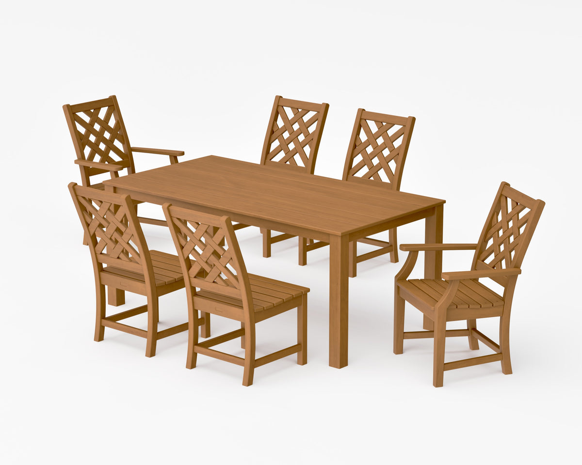 POLYWOOD Wovendale 7-Piece Parsons Dining Set in Natural