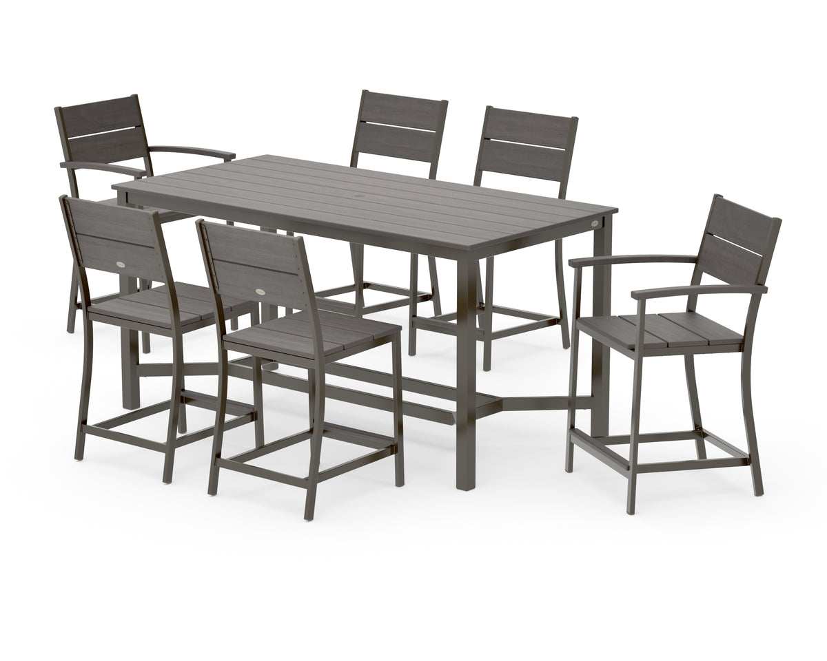 POLYWOOD Main Street 7-Piece Counter Set in Bronze / Driftwood