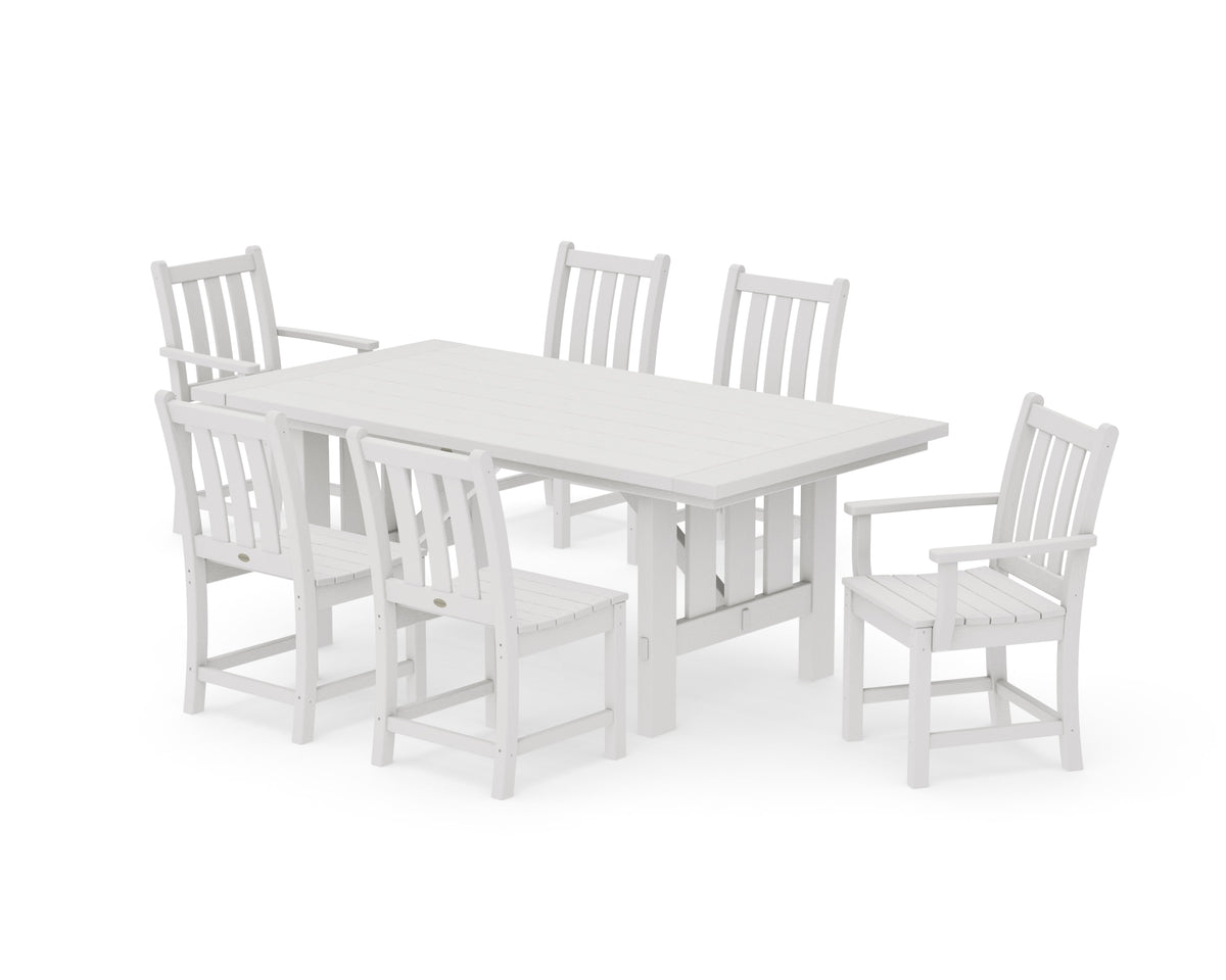 POLYWOOD Traditional Garden 7-Piece Dining Set with Mission Table in Vintage White