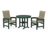 POLYWOOD Coastal Woven High-Back 3-Piece Farmhouse Dining Set in Green / Dune Grass
