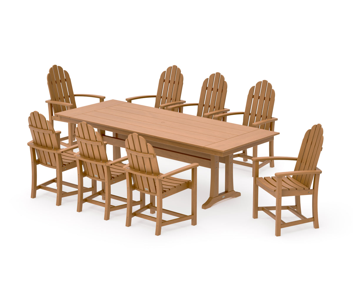 POLYWOOD Classic Adirondack 9-Piece Farmhouse Dining Set with Trestle Legs in Natural