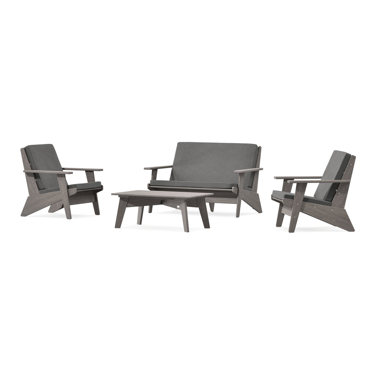 POLYWOOD Riviera Modern Lounge 4-Piece Set in Driftwood