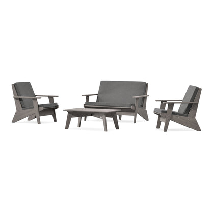 POLYWOOD Riviera Modern Lounge 4-Piece Set in Driftwood