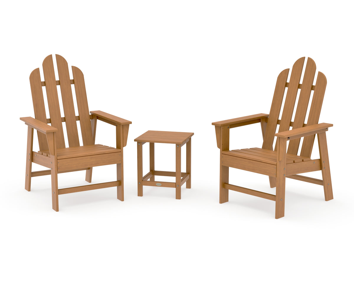 POLYWOOD Long Island 3-Piece Upright Adirondack Chair Set in Natural