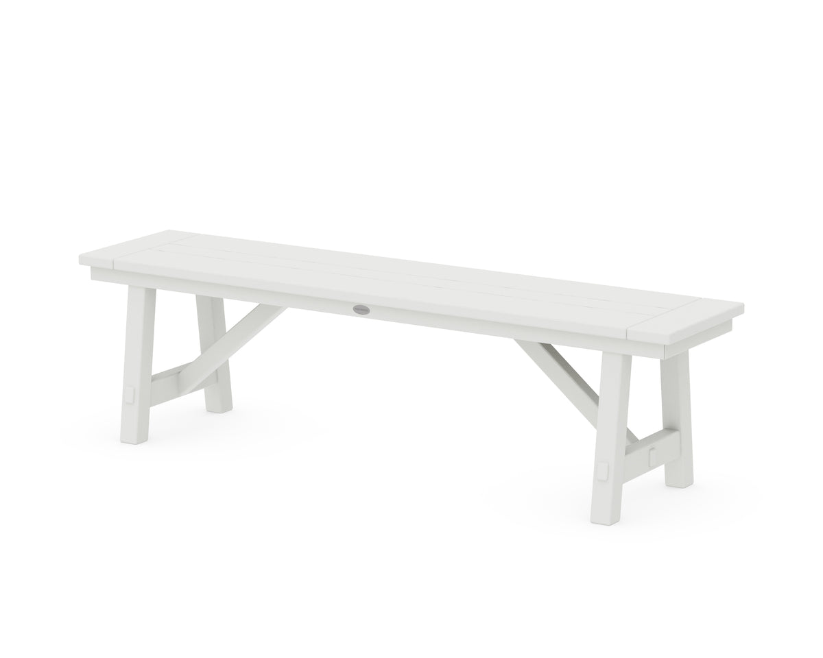 POLYWOOD Rustic Farmhouse 60" Backless Bench in Vintage White