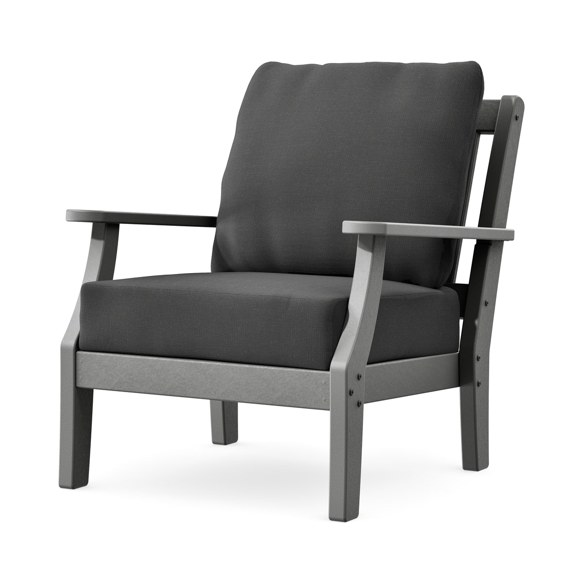 POLYWOOD Chinoiserie Deep Seating Chair in Slate Grey / Spectrum Carbon