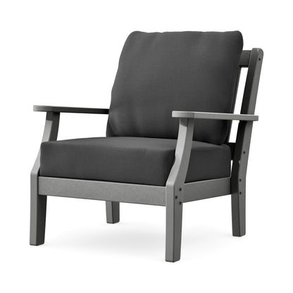POLYWOOD Chinoiserie Deep Seating Chair in Slate Grey / Spectrum Carbon
