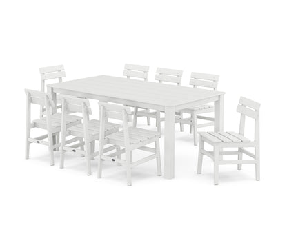 POLYWOOD Modern Studio Plaza Chair 9-Piece Parsons Dining Set in White