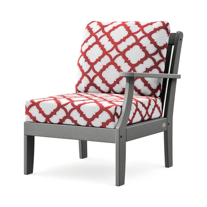 POLYWOOD Braxton Modular Right Arm Chair in Slate Grey / Trellis Crimson