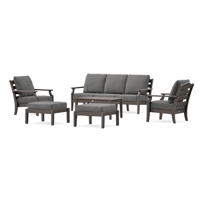 POLYWOOD Savannah 6-Piece Lounge Sofa Set in Vintage Coffee