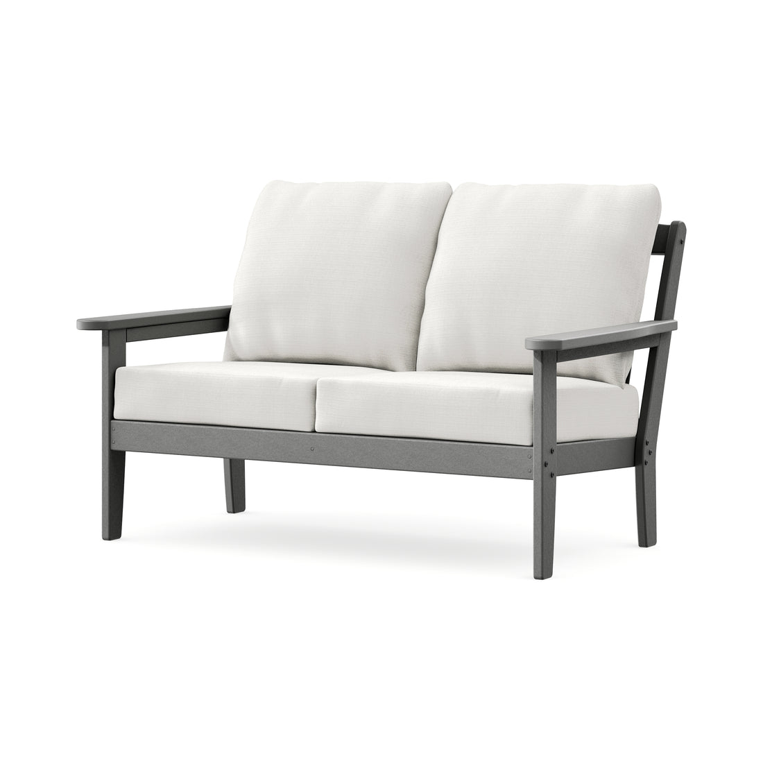 POLYWOOD Cottage Deep Seating Loveseat in Slate Grey / Natural Linen