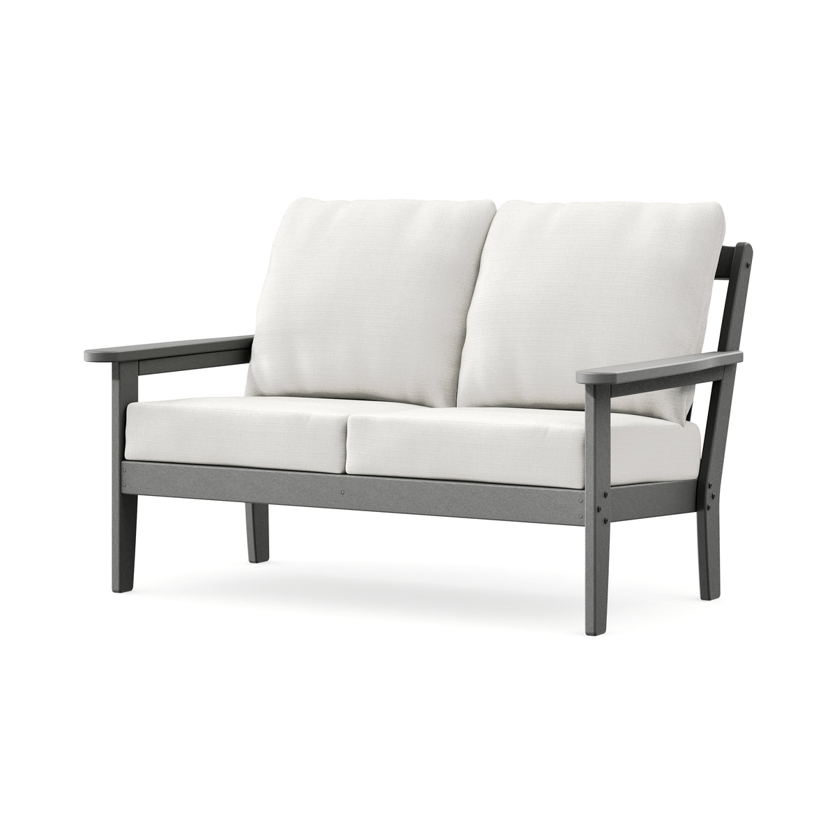POLYWOOD Cottage Deep Seating Loveseat in Slate Grey / Natural Linen