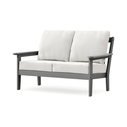 POLYWOOD Cottage Deep Seating Loveseat in Slate Grey / Natural Linen