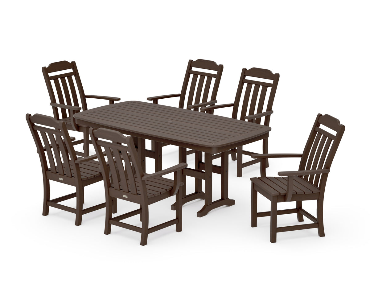 POLYWOOD Cottage Arm Chair 7-Piece Dining Set in Kona