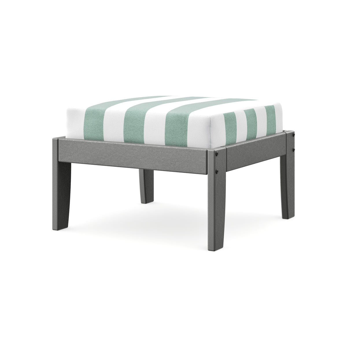 POLYWOOD Modular Ottoman - Classic in Slate Grey / Cabana Stripe Glacier Spa