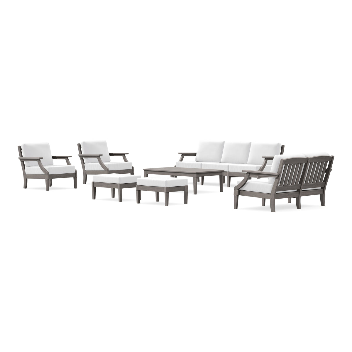 POLYWOOD PW Designer Series Estate 7-Piece Lounge Sofa Set in Driftwood / Natural
