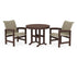 POLYWOOD Coastal Woven 3-Piece Farmhouse Dining Set in Mahogany / Dune Grass