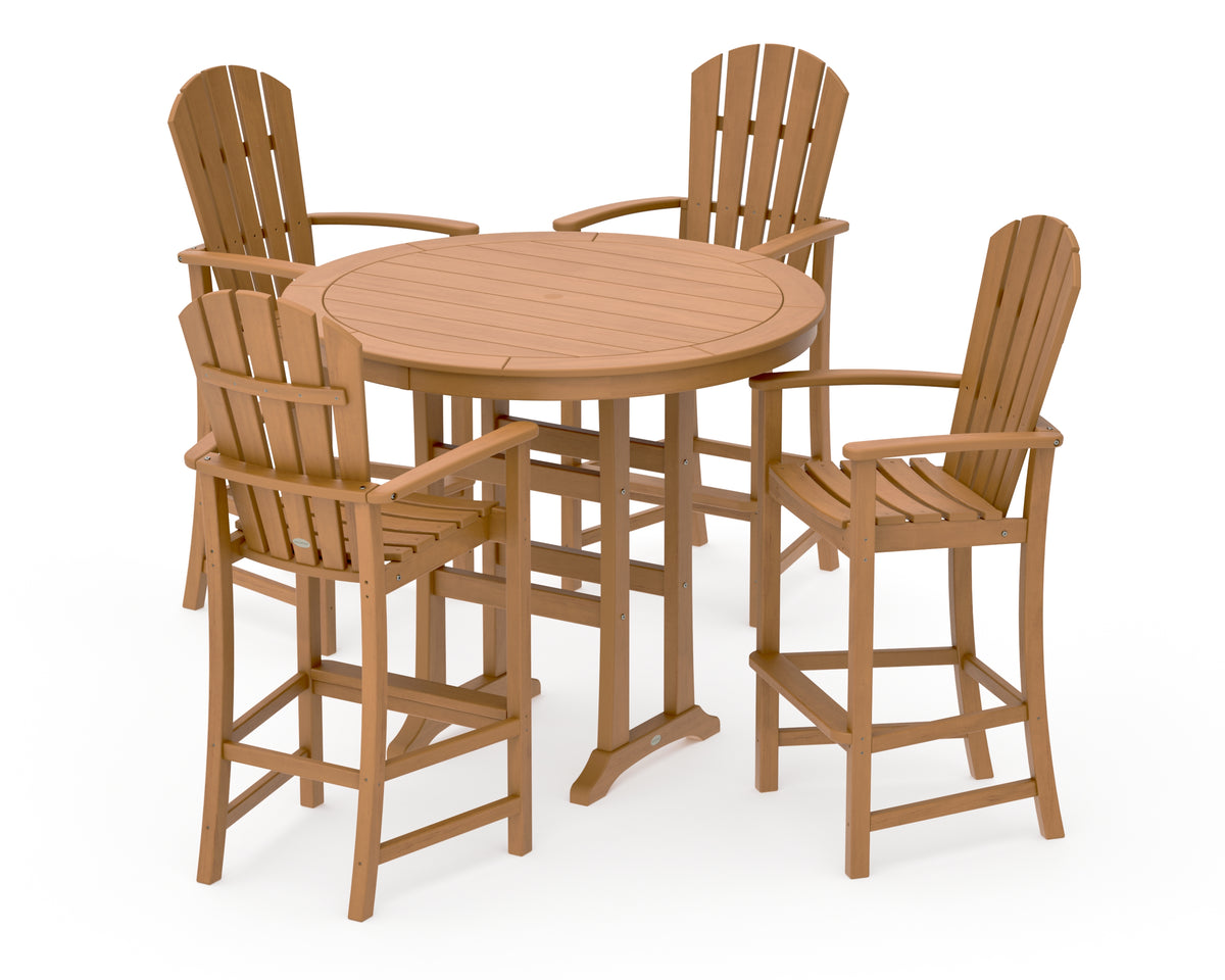 POLYWOOD Palm Coast 5-Piece Round Bar Set in Natural