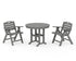POLYWOOD Nautical Folding Lowback Chair 3-Piece Round Dining Set in Slate Grey