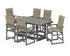 POLYWOOD EDGE Woven Highback Arm Chair 7-Piece Counter Set in Slate Grey / Dune Grass