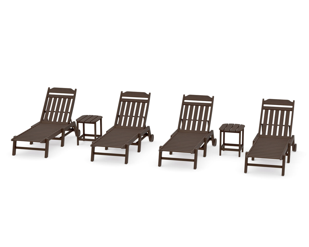 POLYWOOD Cottage 6-Piece Chaise Set with Wheels in Kona