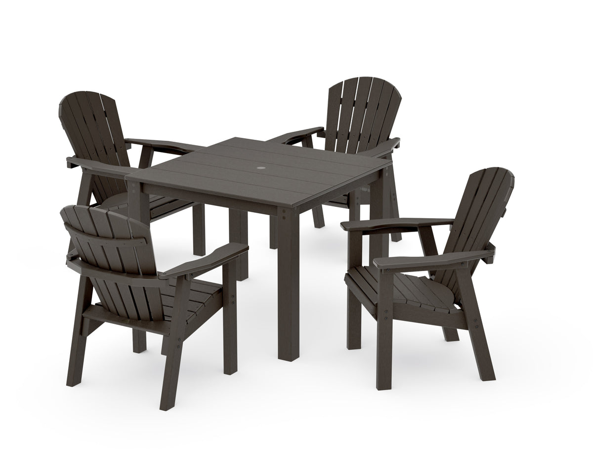 POLYWOOD Seashell Coast 5-Piece Parsons Dining Set in Vintage Coffee