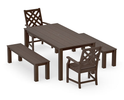 POLYWOOD Wovendale 5-Piece Parsons Dining Set with Benches in Kona