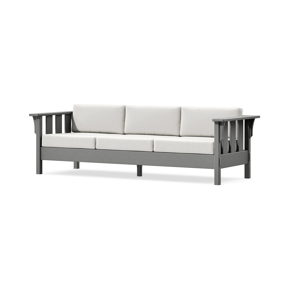 POLYWOOD Acadia Deep Seating Sofa in Slate Grey / Natural Linen