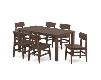POLYWOOD Modern Studio Urban Chair 7-Piece Parsons Table Dining Set in Mahogany