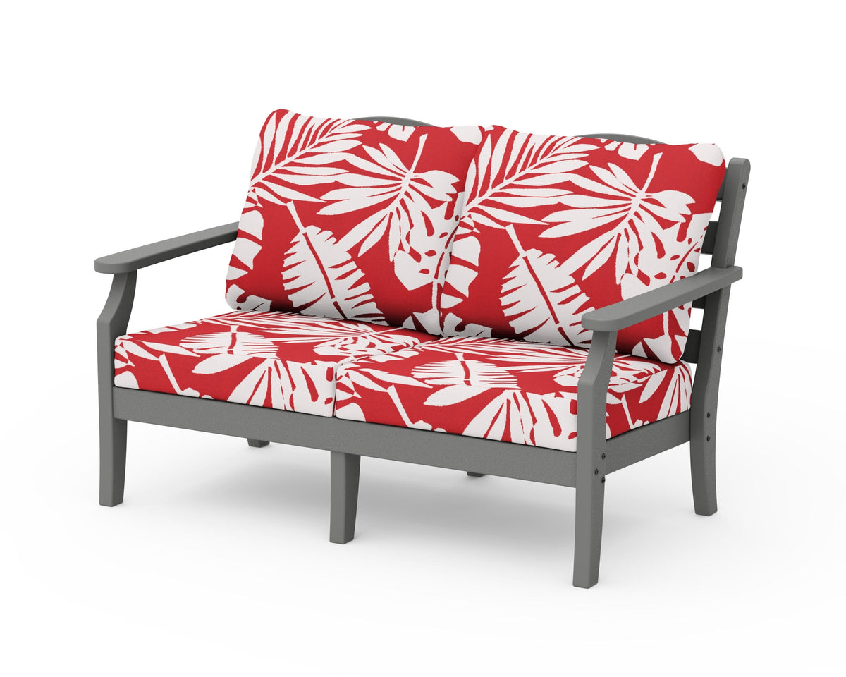 POLYWOOD Savannah Deep Seating Loveseat in Slate Grey / Leaf Crimson