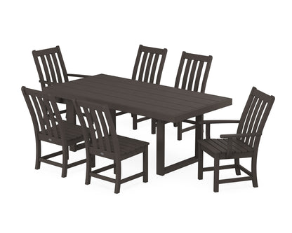 POLYWOOD Vineyard 7-Piece Dining Set - 39" x 78" Table in Vintage Coffee