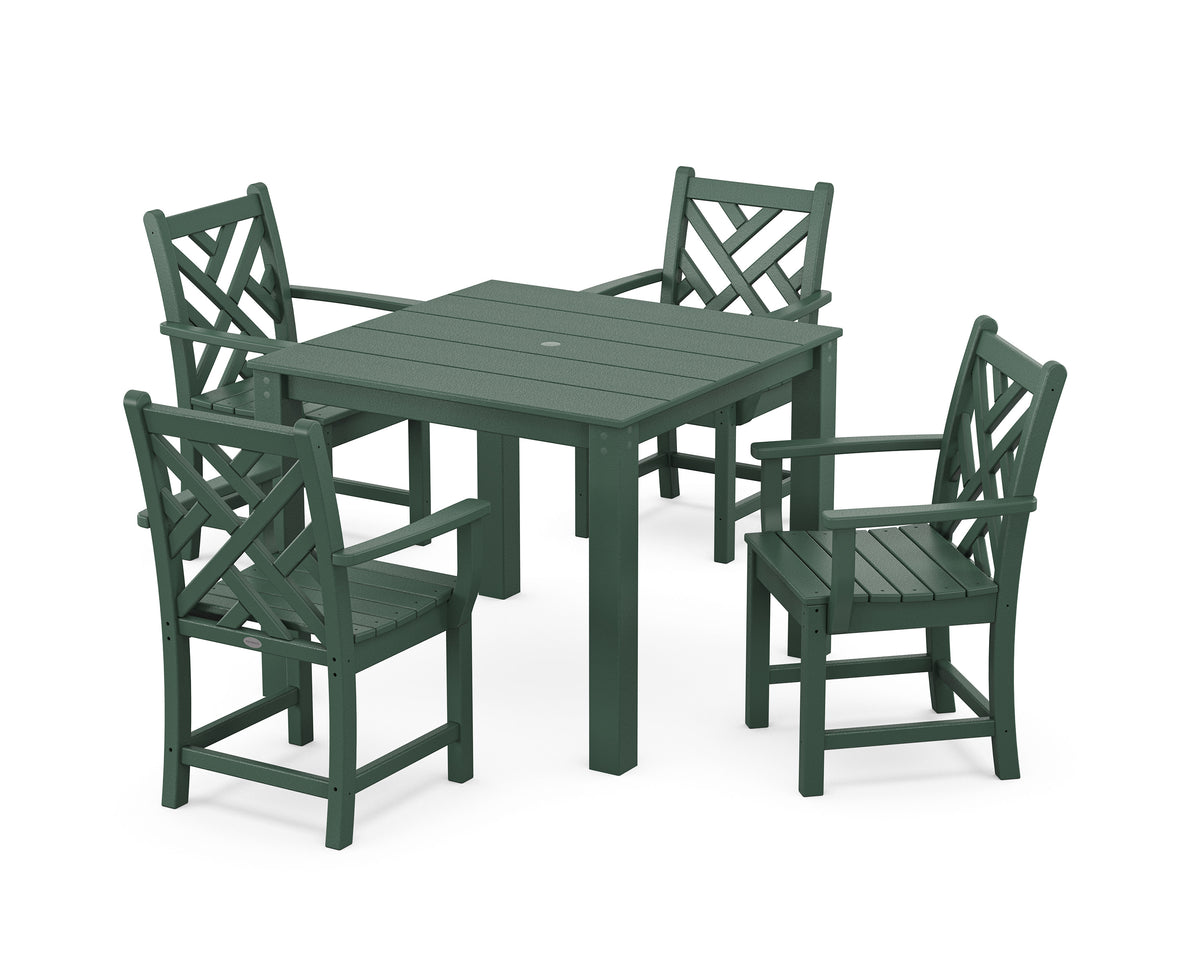 POLYWOOD Chippendale 5-Piece Parsons Dining Set in Green